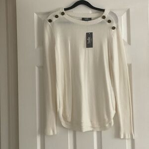 Belle by Belldini Cream Round Neck Sweater - Size Large